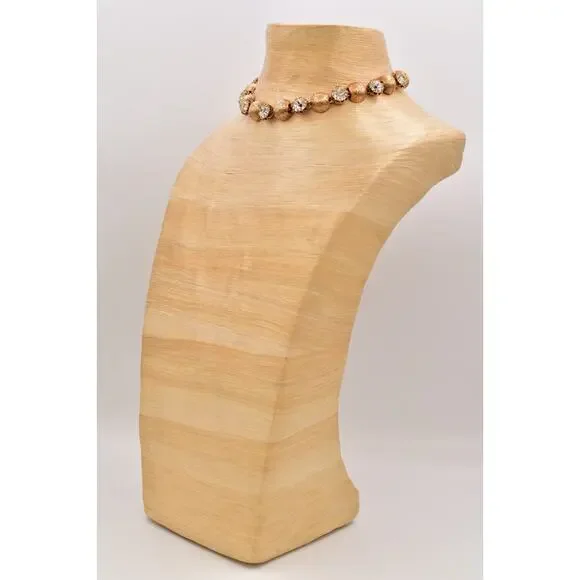 kramer Vintage Crystal Choker Necklace Gold Tone Chunky Chain Signed 1950s BinBM - Picture 9 of 12